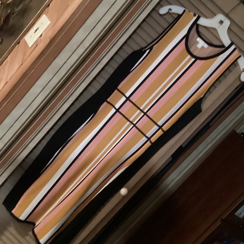 New York & Company Multicolor Striped Midi Dress